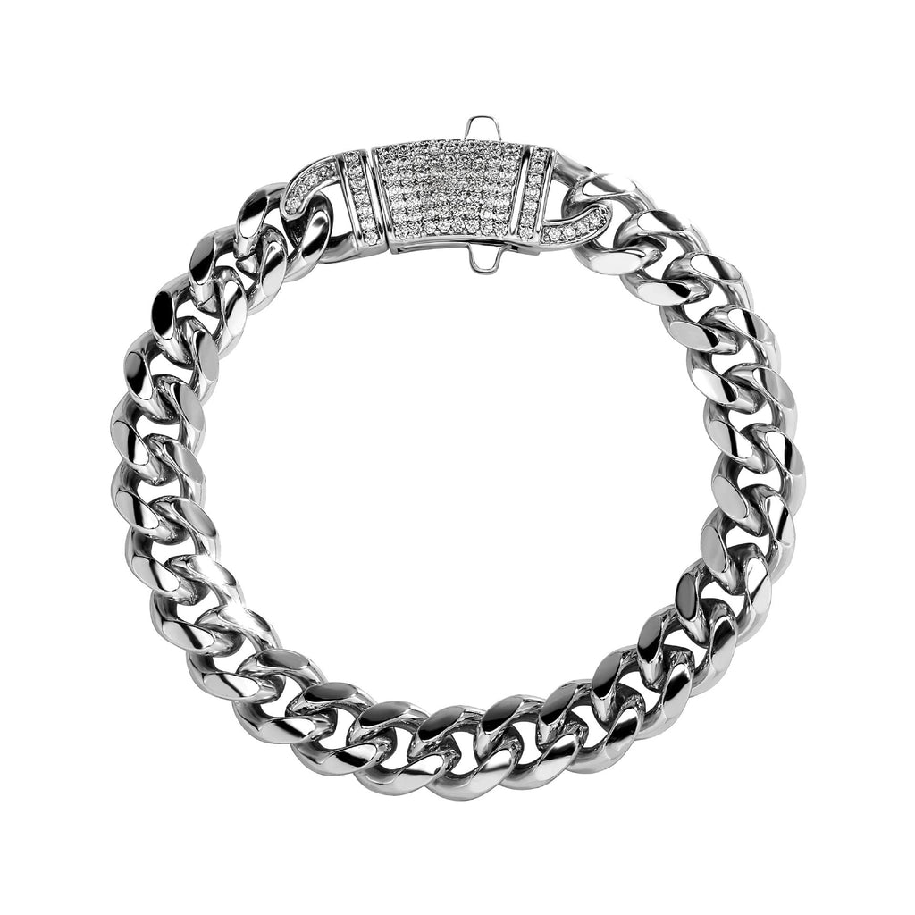 14k Chunky Sparkling Accented Clasp Cuban Link Bracelet — product detail