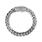 14k Chunky Sparkling Accented Clasp Cuban Link Bracelet — product detail