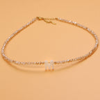 Dainty Stone Beaded Initial Necklace — product detail