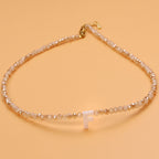 Dainty Stone Beaded Initial Necklace — product detail