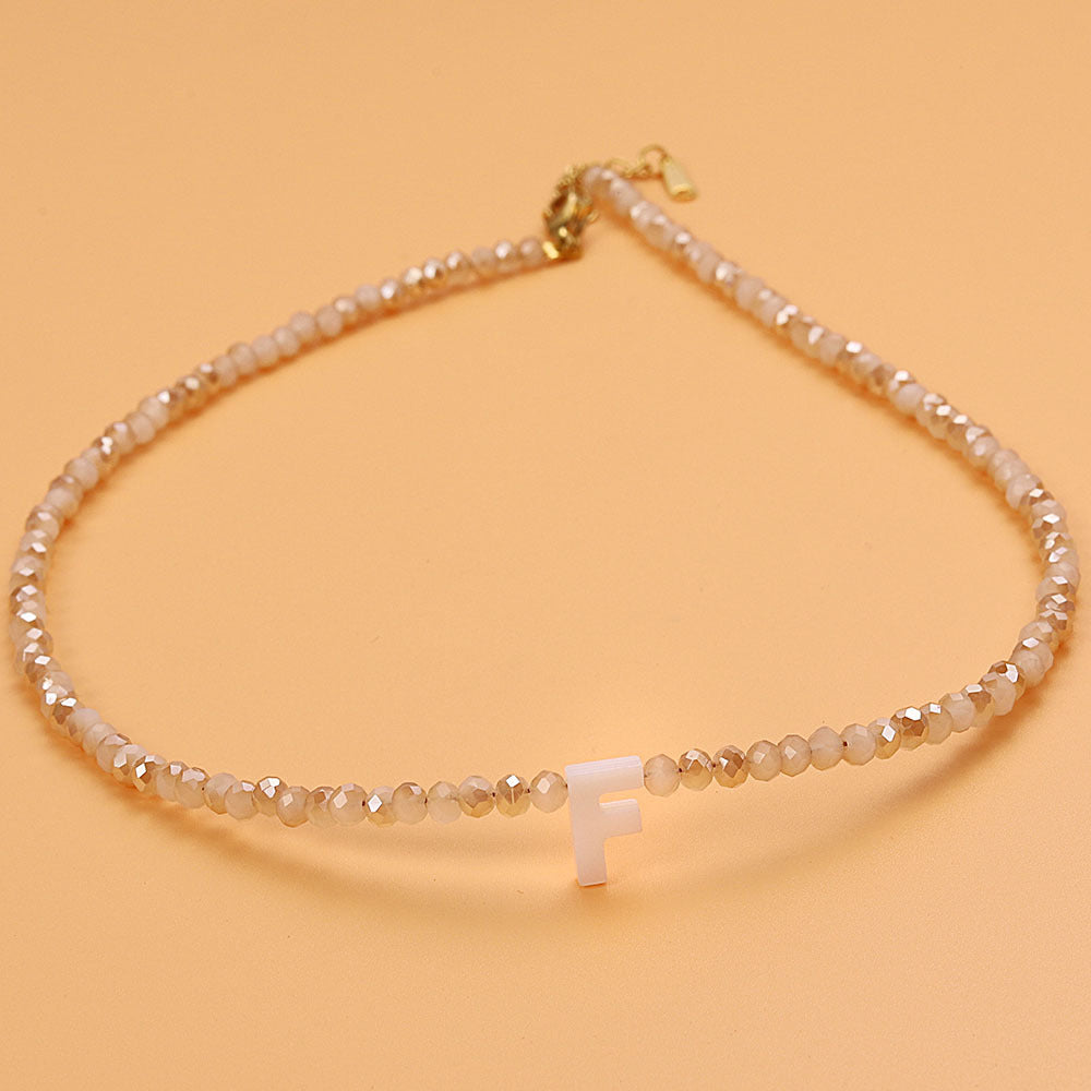 Dainty Stone Beaded Initial Necklace — product detail