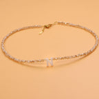 Dainty Stone Beaded Initial Necklace — product detail
