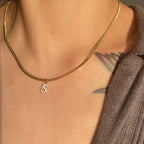 Dainty Diamond Letter Initial Herringbone Necklace — product detail