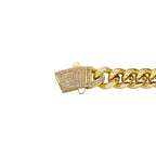 14k Chunky Sparkling Accented Clasp Cuban Link Bracelet — product detail