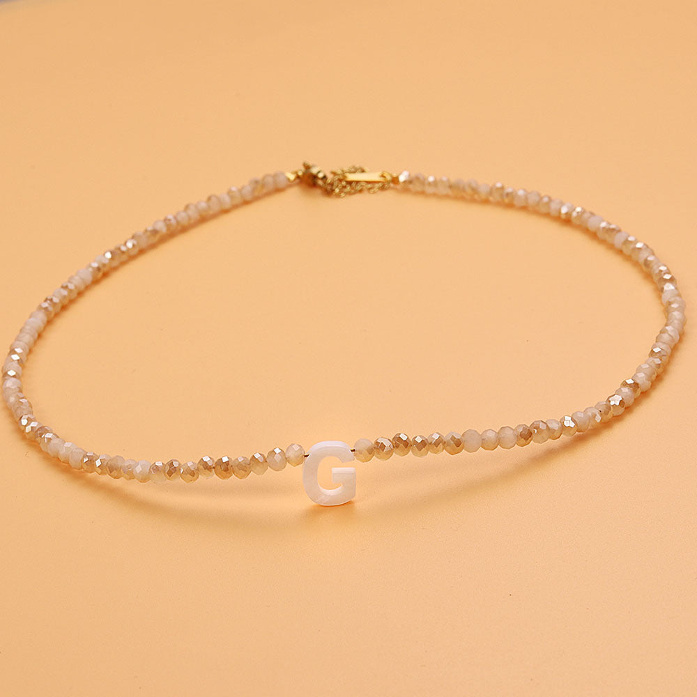 Dainty Stone Beaded Initial Necklace — product detail