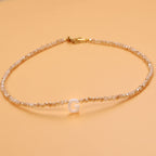 Dainty Stone Beaded Initial Necklace — product detail