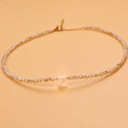 Dainty Stone Beaded Initial Necklace — product detail