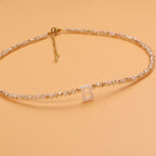 Dainty Stone Beaded Initial Necklace — product detail