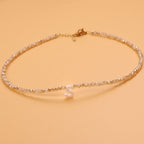 Dainty Stone Beaded Initial Necklace — product detail