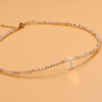 Dainty Stone Beaded Initial Necklace — product detail