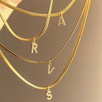 Dainty Diamond Letter Initial Herringbone Necklace — product detail