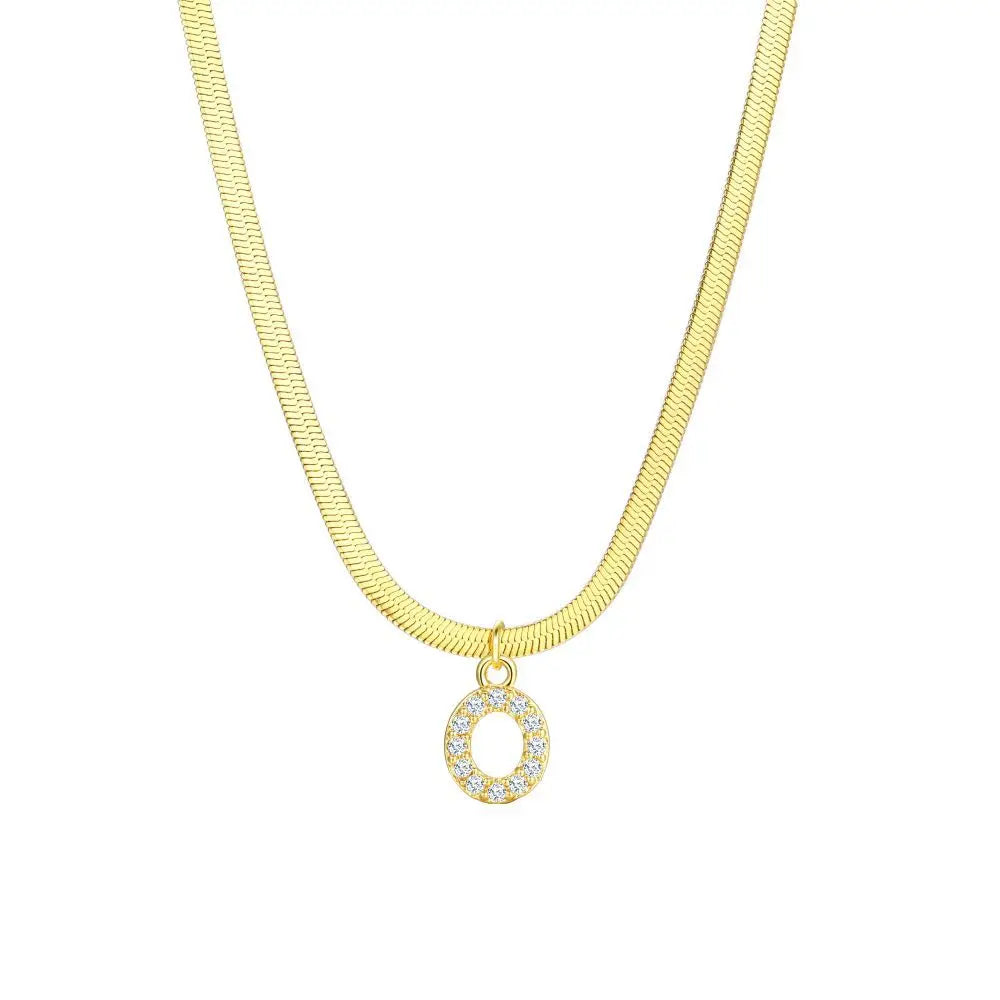 Dainty Diamond Letter Initial Herringbone Necklace — product detail