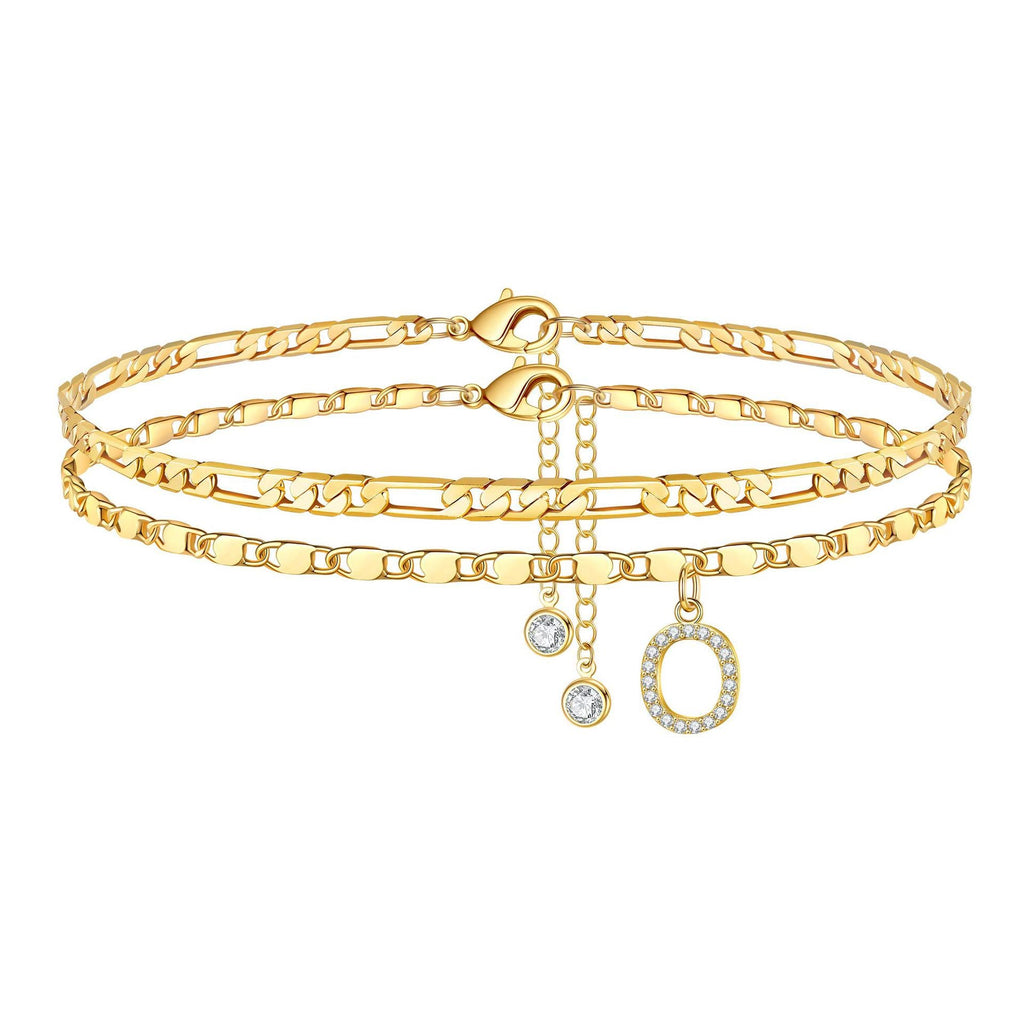 2pc 14k Sparkling Letter Initial Anklet — product detail