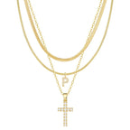 3pc 14k Diamond Accented Initial & Cross Necklace Set — product detail