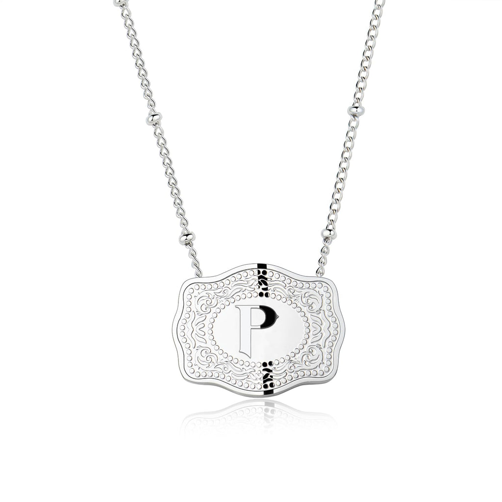 Dainty Belt Buckle Letter Initial Necklaces — product detail