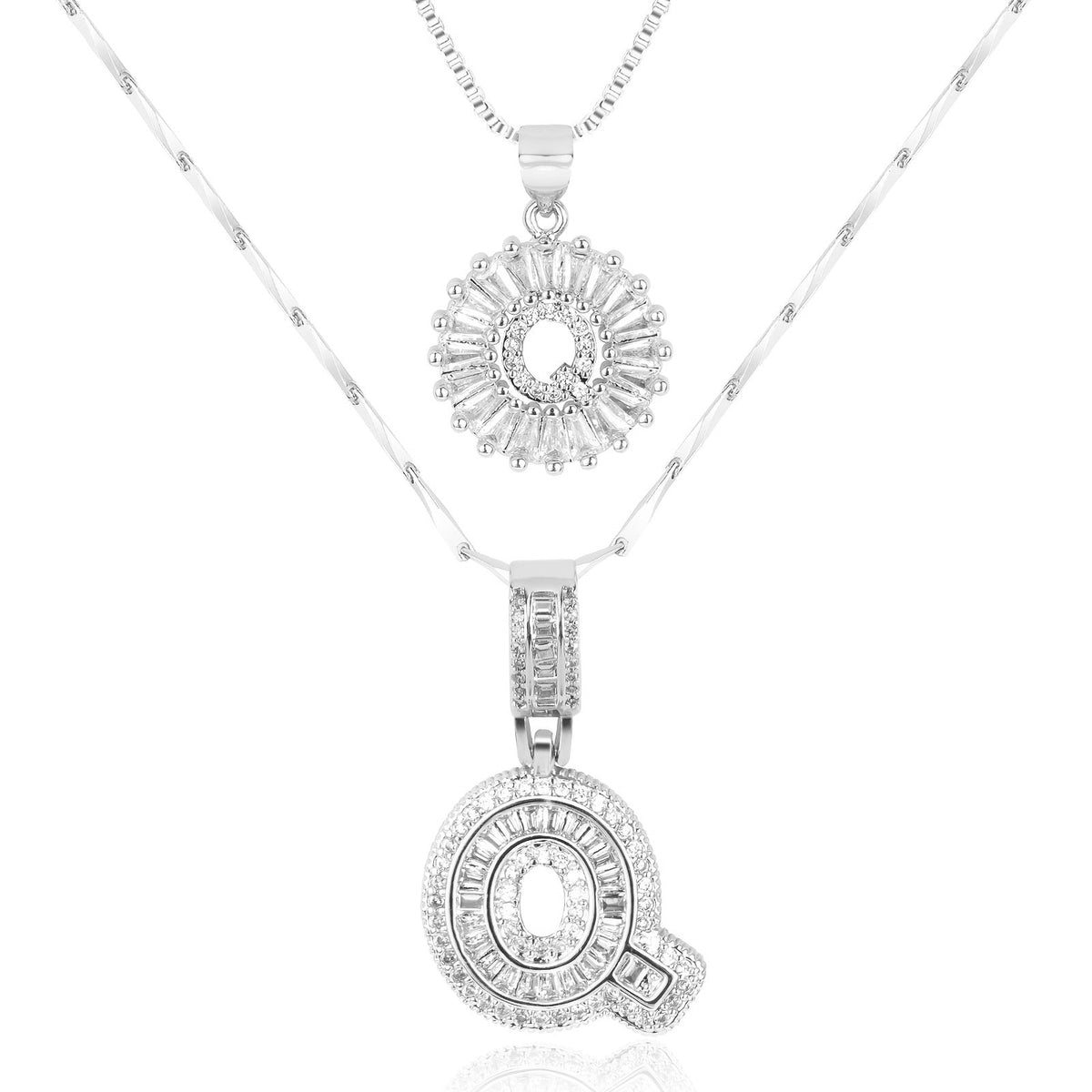 2pc 14k Sparkling Letter Initial Necklaces — product detail