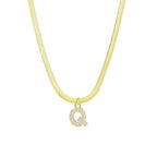 Dainty Diamond Letter Initial Herringbone Necklace — product detail