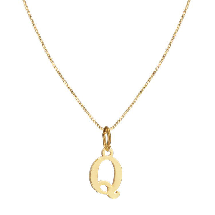 14k Minimal Serif Initial Necklace — product detail
