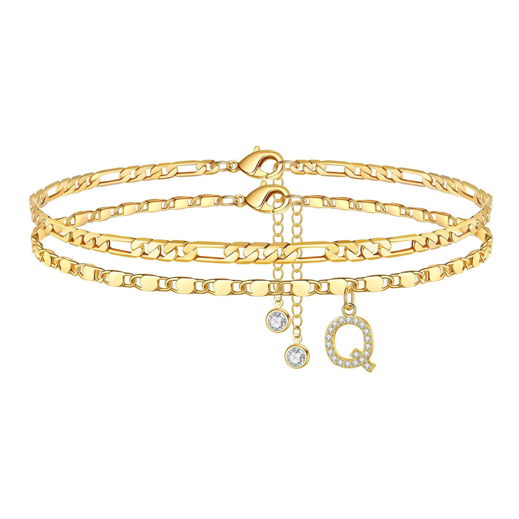 2pc 14k Sparkling Letter Initial Anklet — product detail