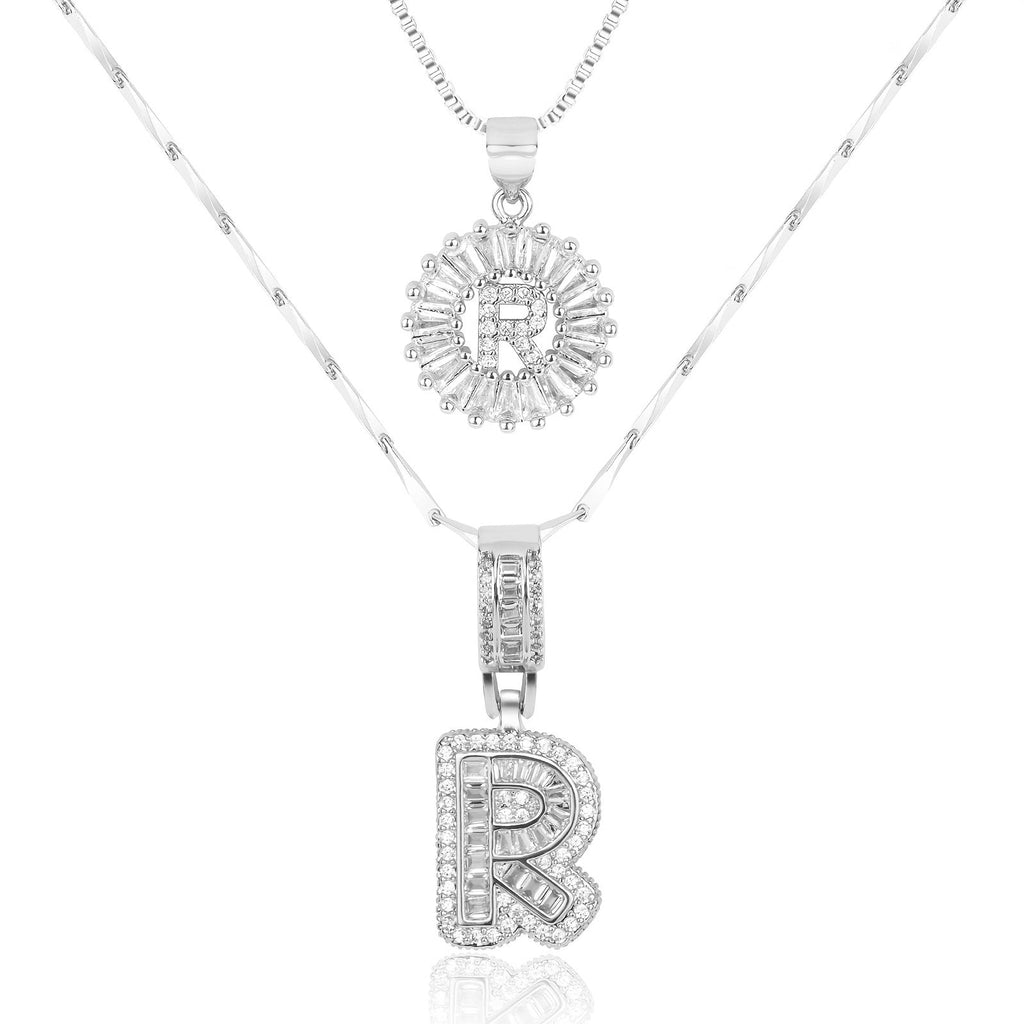 2pc 14k Sparkling Letter Initial Necklaces — product detail
