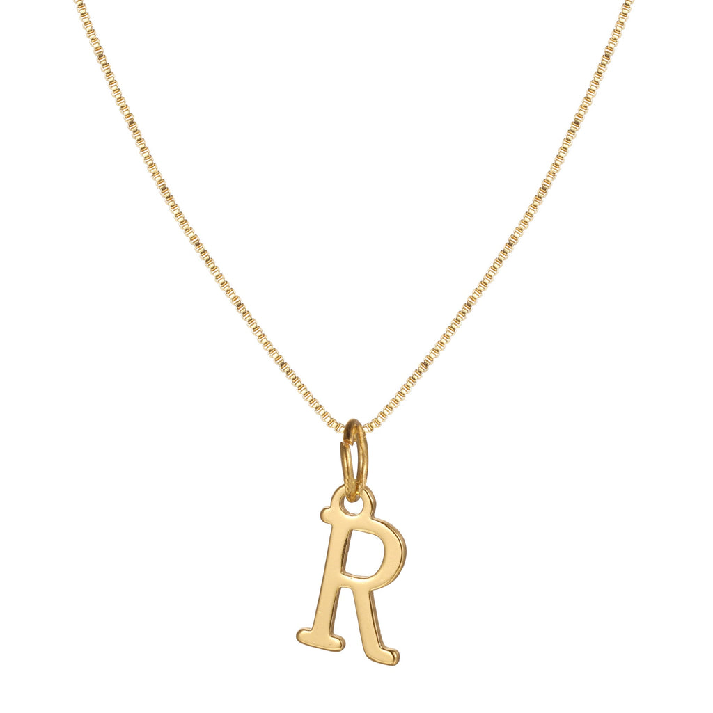 14k Minimal Serif Initial Necklace — product detail