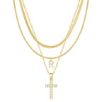 3pc 14k Diamond Accented Initial & Cross Necklace Set — product detail