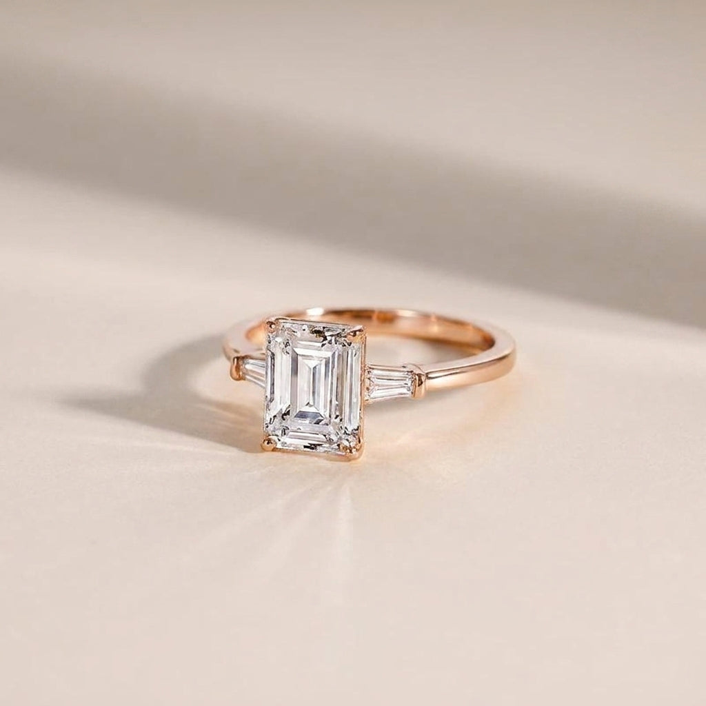Emerald Cut Sparkling Accented Ring — product detail