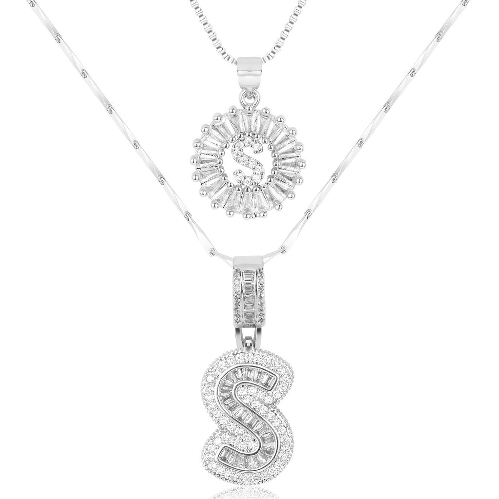 2pc 14k Sparkling Letter Initial Necklaces — product detail