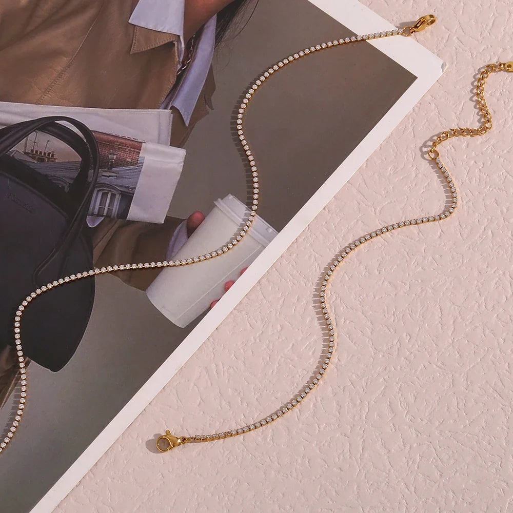 2mm Dainty Tennis Chain Bracelet and Necklace — product detail