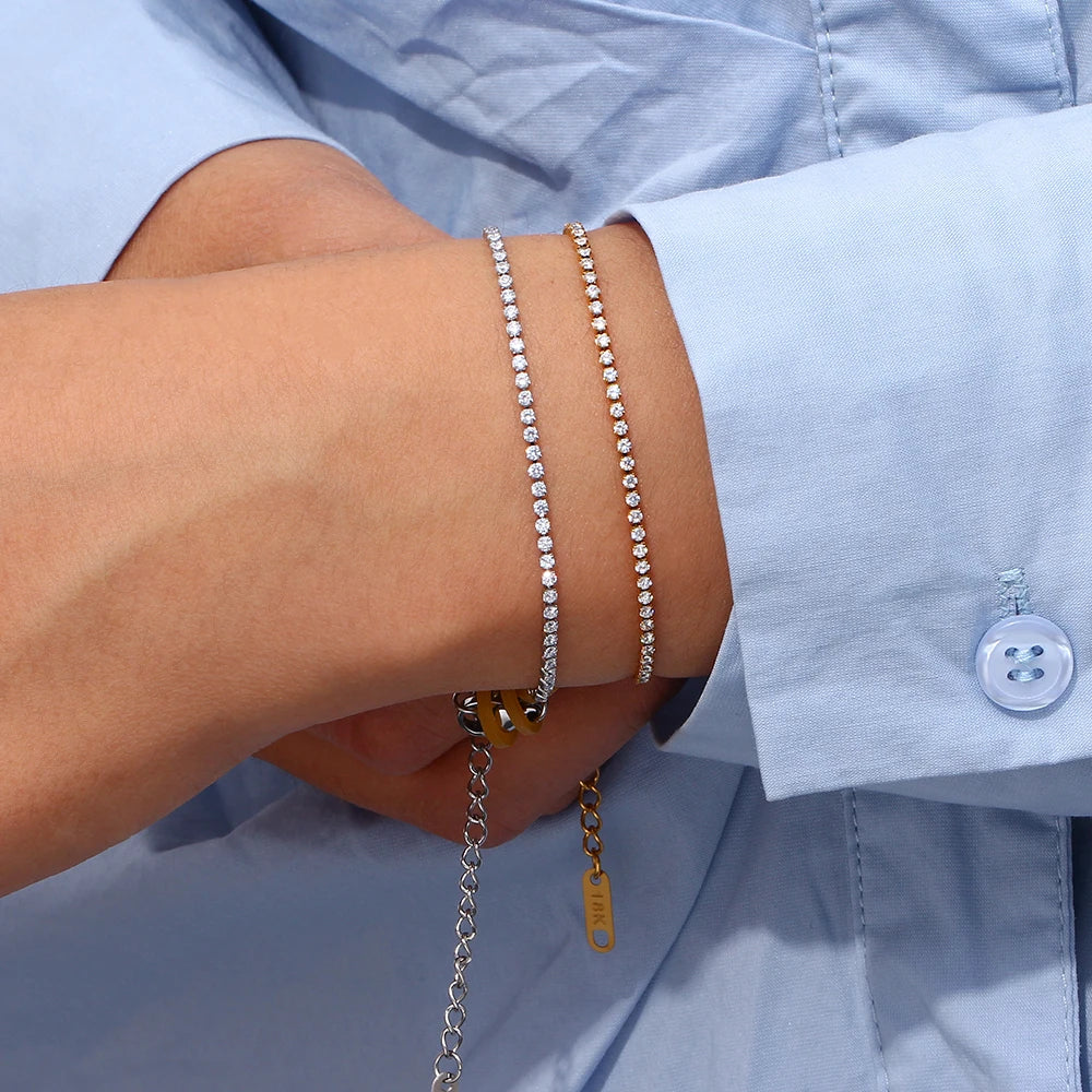 2mm Dainty Tennis Chain Bracelet and Necklace — product detail
