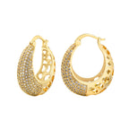 14k Intricate Half Diamond Hoop Earrings — product detail