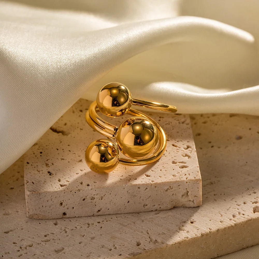 18k Bold Three Ball Open Ring — product detail