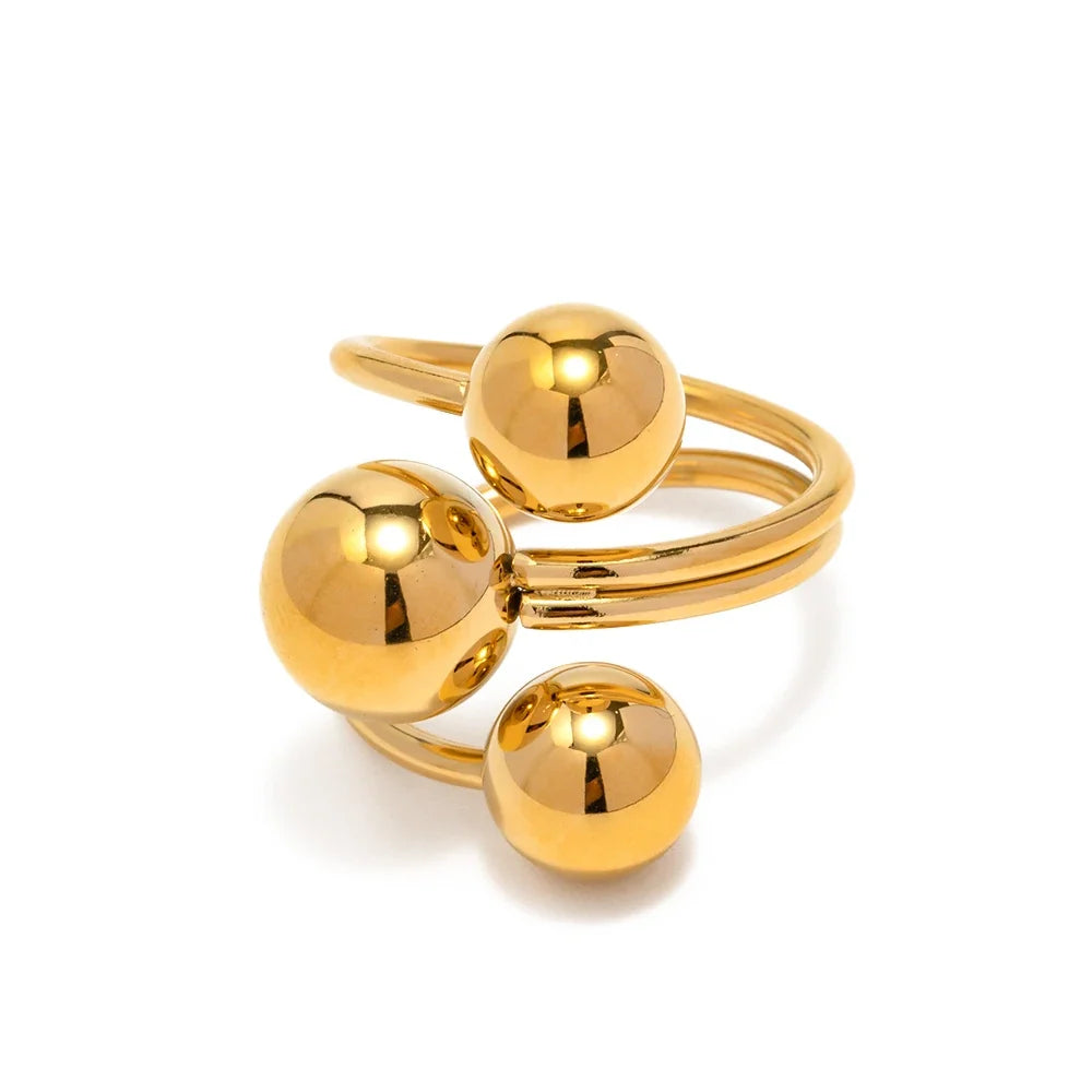 18k Bold Three Ball Open Ring — product detail