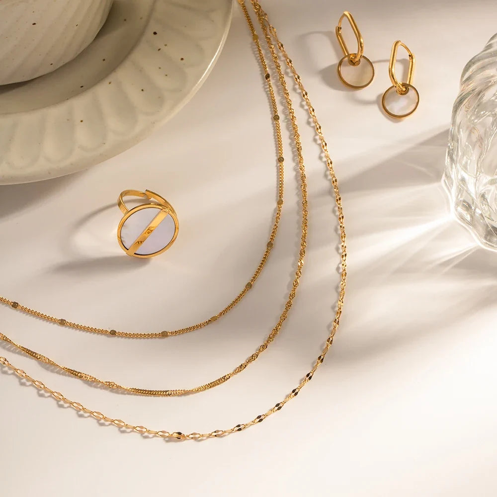 18k Dainty Classic Three Layer Necklace Stack — product detail