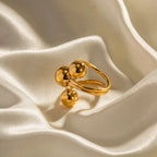 18k Bold Three Ball Open Ring — product detail