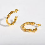 14k Dainty Textured Spiral Hoop Earrings — product detail