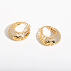 14k Intricate Half Diamond Hoop Earrings — product detail