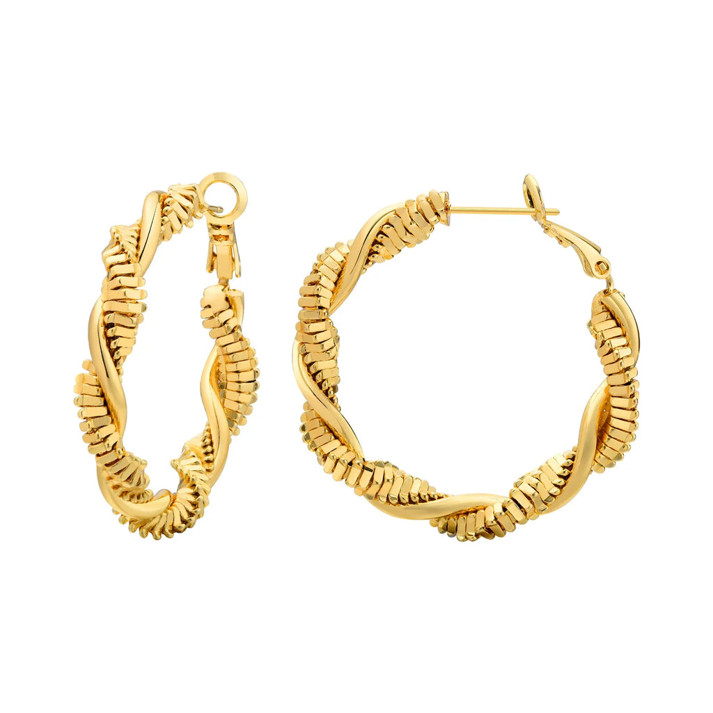 14k Deluxe Textured Spiral Hoop Earrings — product detail