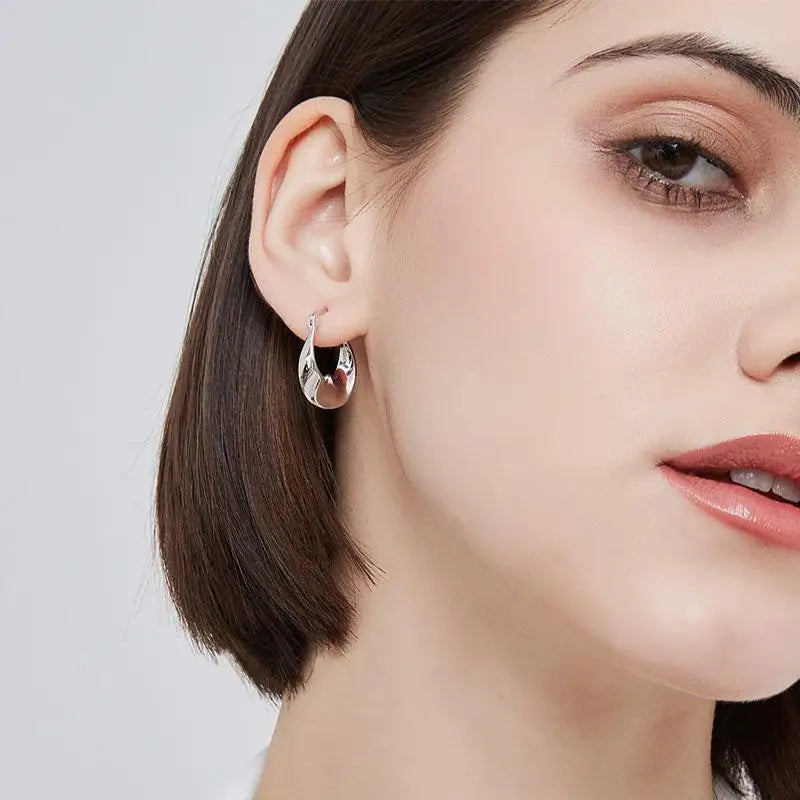 Minimal Flattened Irregular Hoop Earrings — product detail