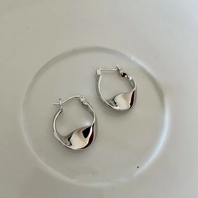 Minimal Flattened Irregular Hoop Earrings — product detail