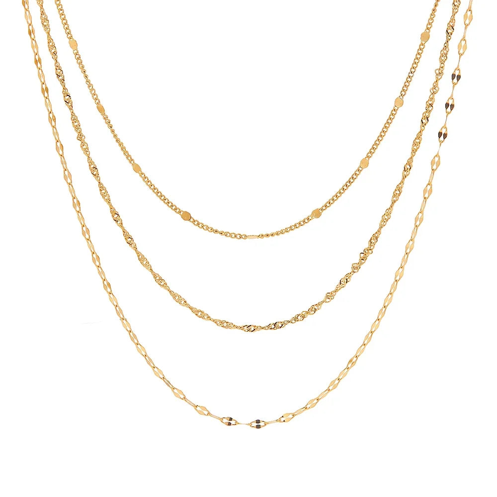 18k Dainty Classic Three Layer Necklace Stack — product detail