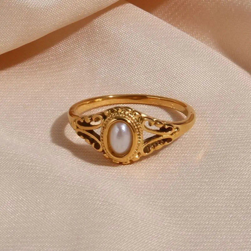 18k Vintage Inspired Pearl Ring — product detail
