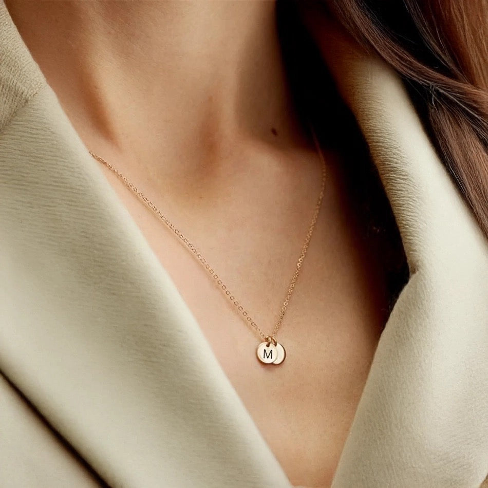 Dainty Personalised Disc Initial Necklace — product detail