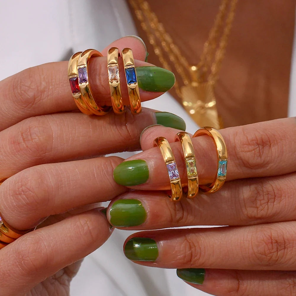 18k Baguette Cut Birthstone Ring — product detail