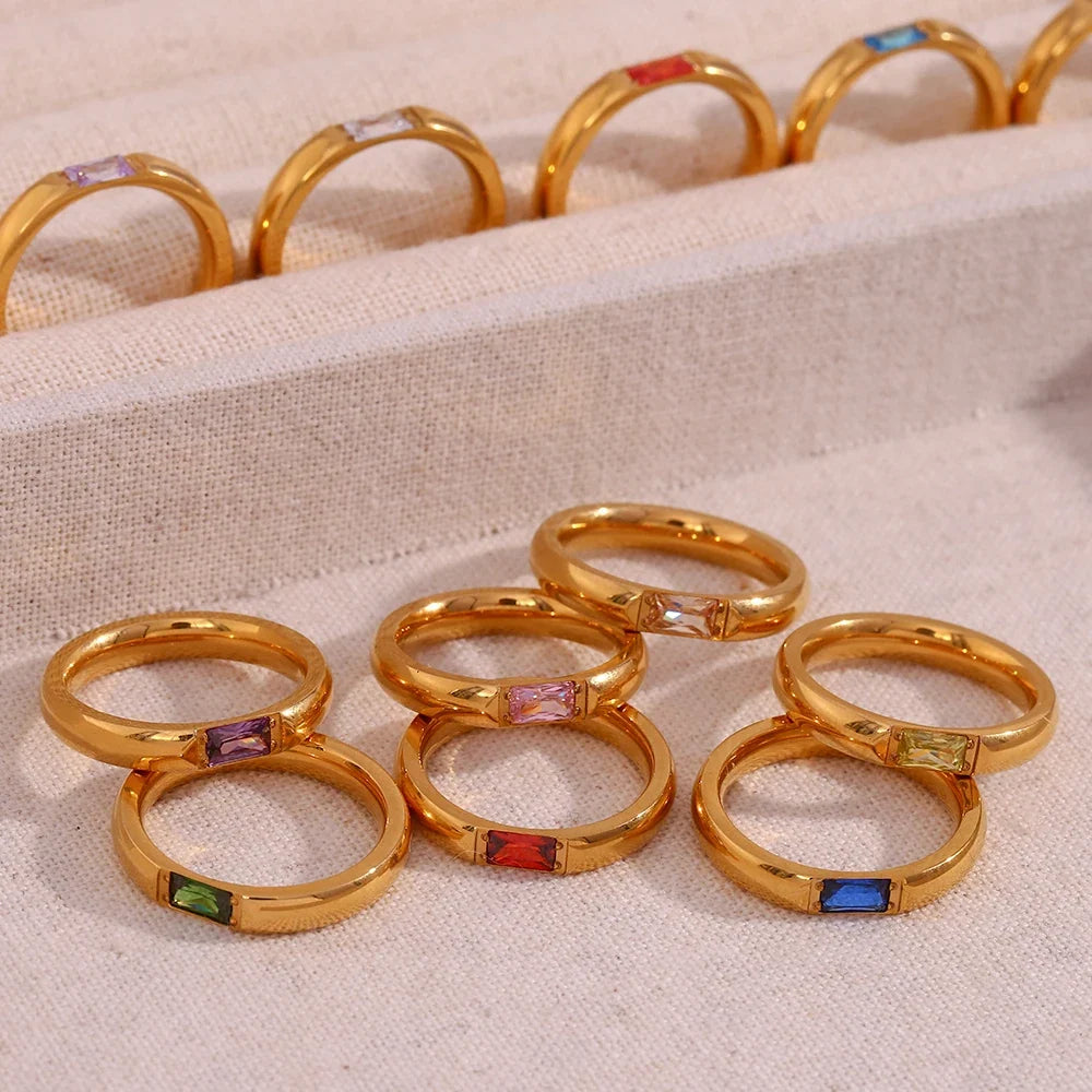18k Baguette Cut Birthstone Ring — product detail