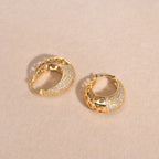 14k Intricate Half Diamond Hoop Earrings — product detail