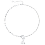 Pearl & Paperclip Chain Letter Initial Necklace — product detail