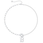 Pearl & Paperclip Chain Letter Initial Necklace — product detail