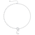 Pearl & Paperclip Chain Letter Initial Necklace — product detail