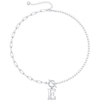 Pearl & Paperclip Chain Letter Initial Necklace — product detail